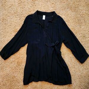 Time and Tru Wrap Blouse Lightweight Linen Like Tunic Shirt 1X NWT 16W 18W